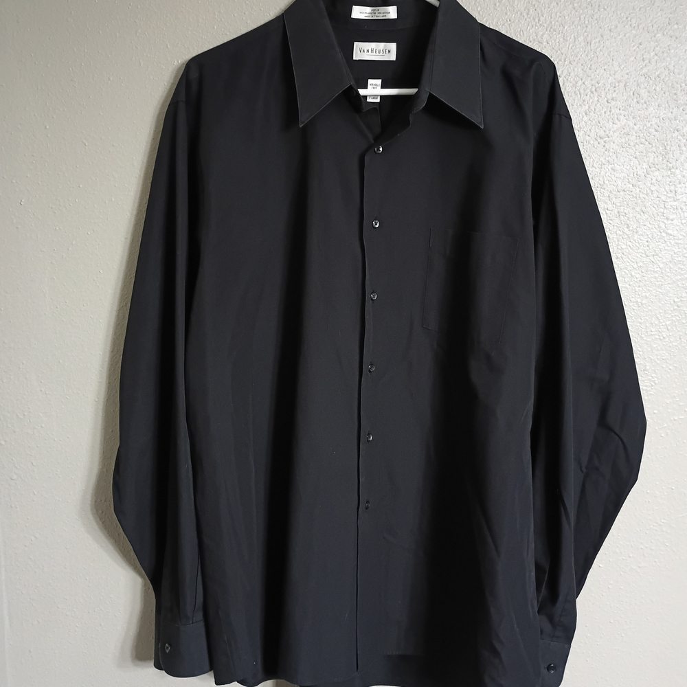 Van Heusen Men's Black Dress Shirt X-Large 17.5